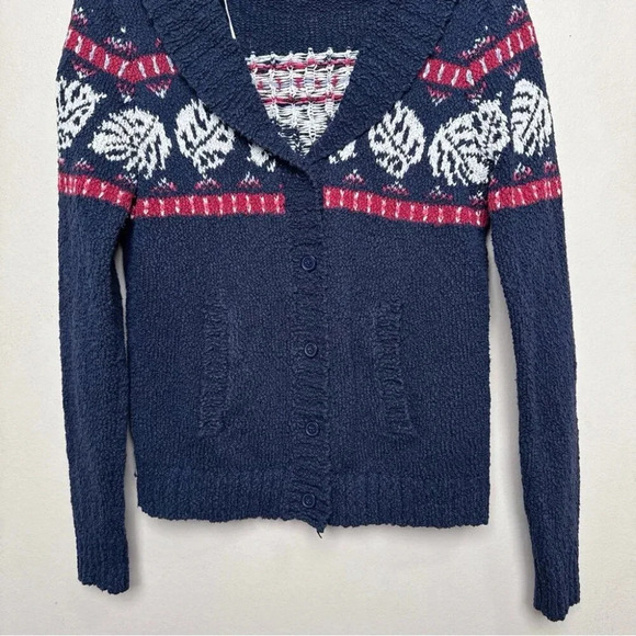 Tommy Bahama Womens  Xsmall Tropical Fair Isle Cardigan Ocean Deep - Picture 6 of 16
